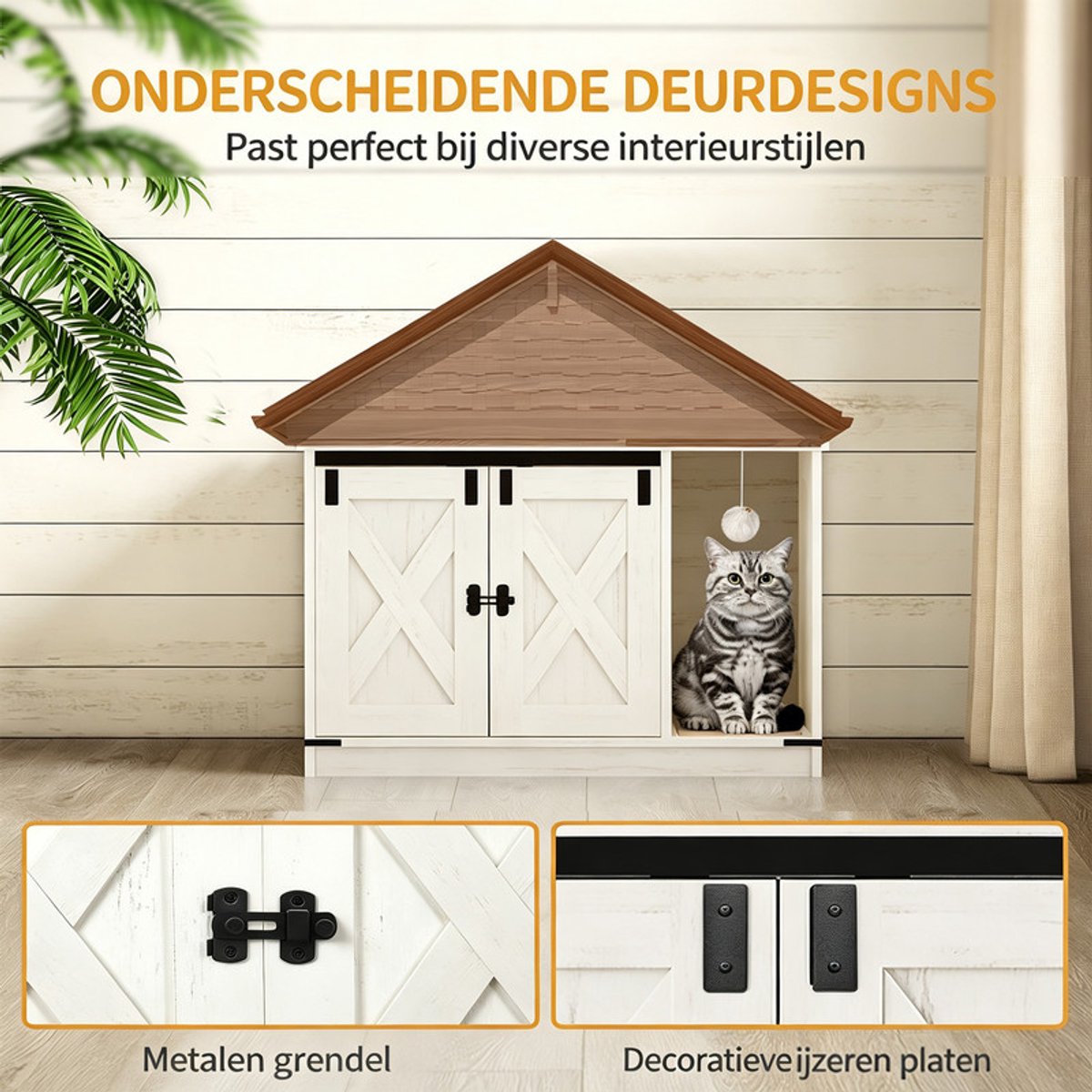 Miniatuur van productfoto 13 van Kattenkast Meubel - Kattenbak Omkasting - Privacy en Geur - Verborgen Toegang - 80 x 50 x 53 cm - Wit