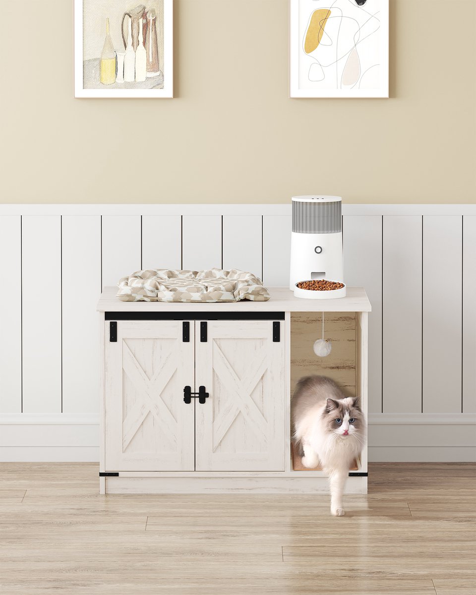 Miniatuur van productfoto 15 van Kattenkast Meubel - Kattenbak Omkasting - Privacy en Geur - Verborgen Toegang - 80 x 50 x 53 cm - Wit