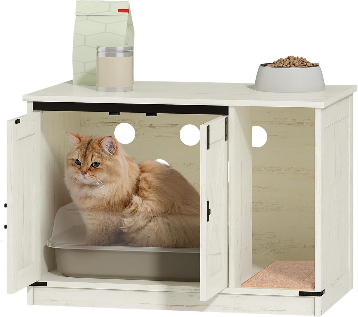 Miniatuur van productfoto 2 van Kattenkast Meubel - Kattenbak Omkasting - Privacy en Geur - Verborgen Toegang - 80 x 50 x 53 cm - Wit