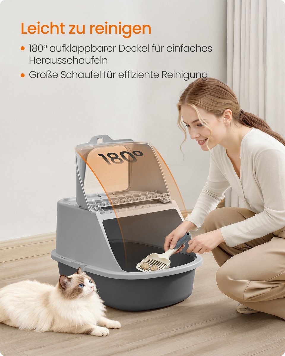 Gesloten kattenbak – Inclusief schep en borstel