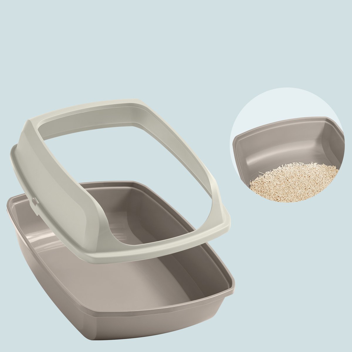 Productfoto 1 van Feandrea - Kattenbak - Met Hoge Zijkanten - Open Katten Toilet - Inclusief Schepje