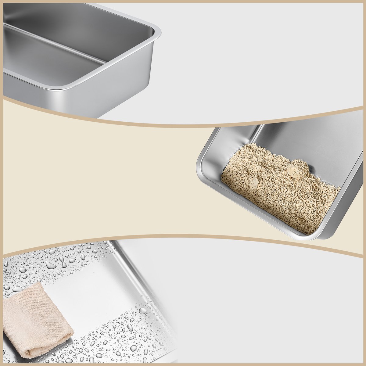 Productfoto 1 van Feandrea - Kattenbak - Open Ontwerp met Hoge Rand - Geurvrij