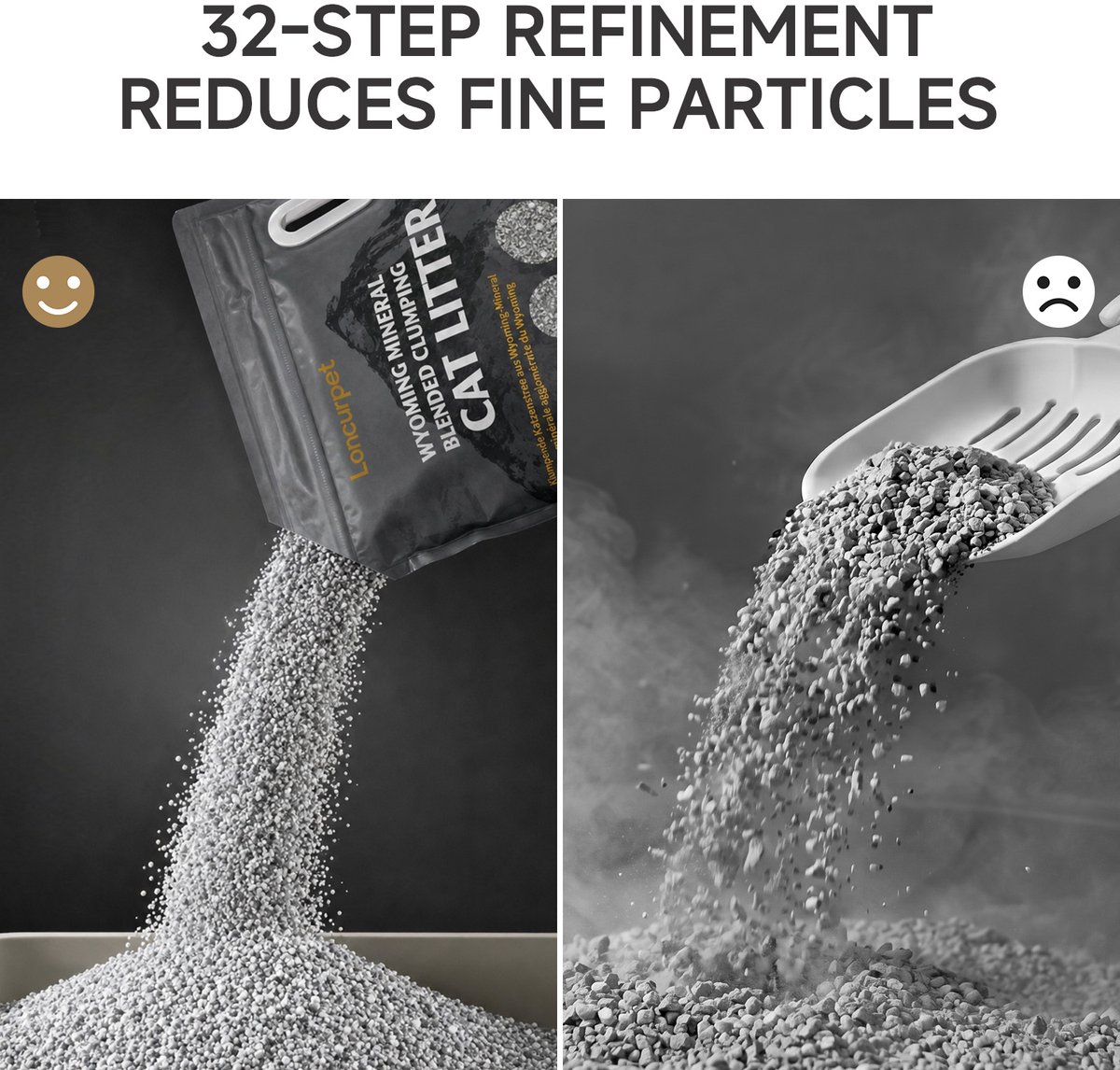Miniatuur van productfoto 4 van Loncurpet - Kattenbakvulling - Kattengrind Met kattenbakmat - Wyoming Natrium Bentoniet Klei +Cassava - 2 x 6,8kg - Ultra klontvormend - 100% stofvrij - Plakt niet - Geurneutraal