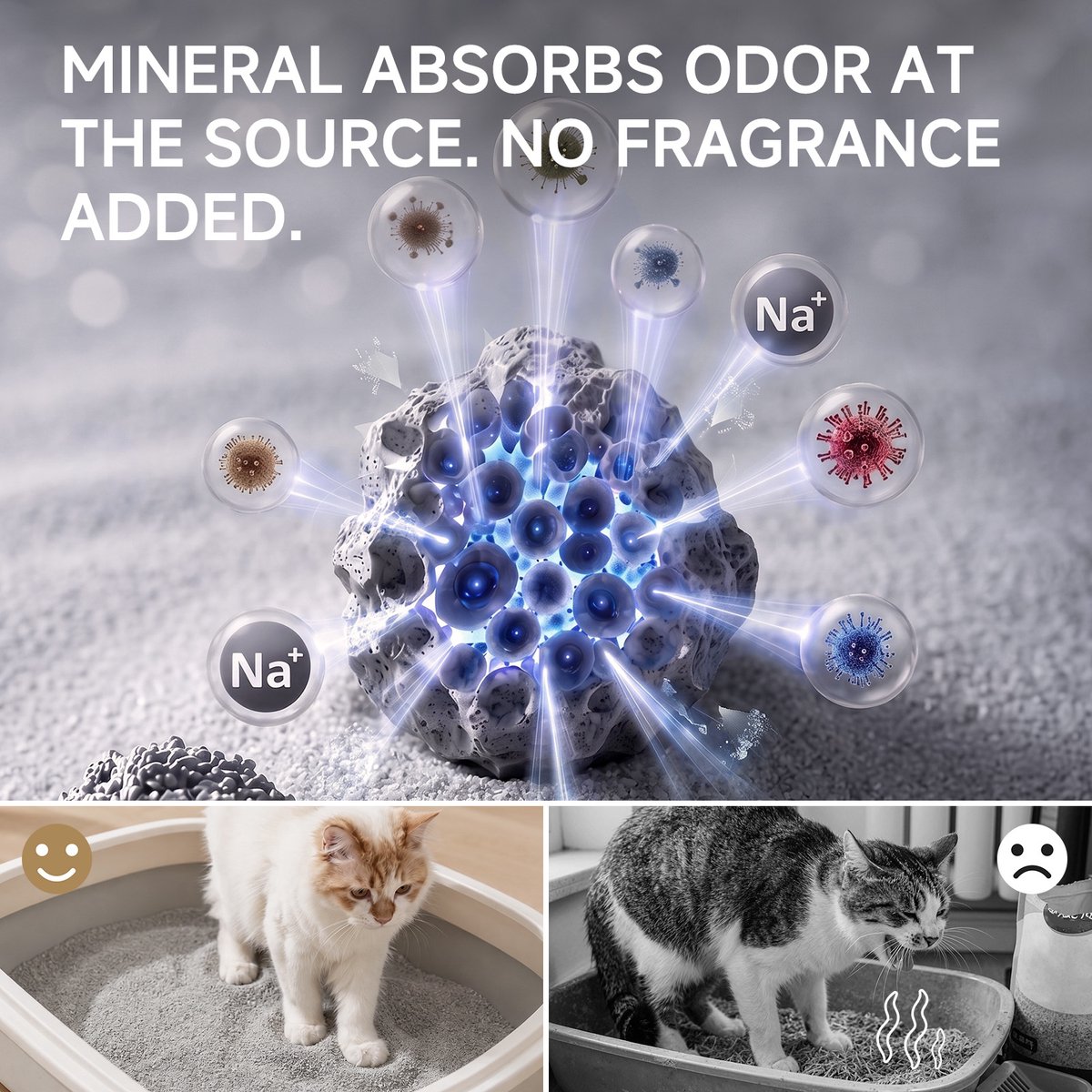 Miniatuur van productfoto 5 van Loncurpet - Kattenbakvulling - Kattengrind Met kattenbakmat - Wyoming Natrium Bentoniet Klei +Cassava - 2 x 6,8kg - Ultra klontvormend - 100% stofvrij - Plakt niet - Geurneutraal