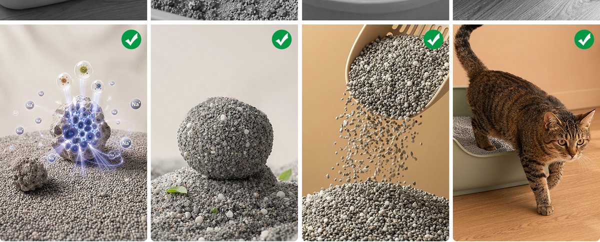 Miniatuur van productfoto 13 van Loncurpet - Kattenbakvulling - Met Kattenbakmat - Natuurlijk Ruw Erts Gemengd Kattengrind - 2 x 6,8kg - Sterke Klontvorming - Stofarme Formule - Geurneutraal - Geen vastplakresten