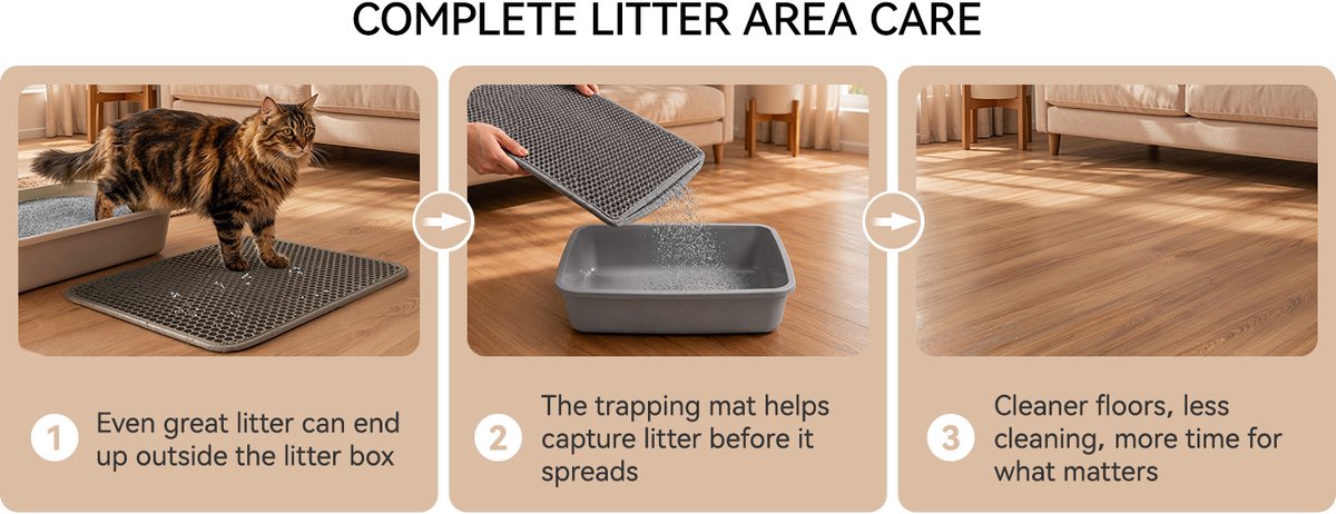 Miniatuur van productfoto 17 van Loncurpet - Kattenbakvulling - Met Kattenbakmat - Natuurlijk Ruw Erts Gemengd Kattengrind - 2 x 6,8kg - Sterke Klontvorming - Stofarme Formule - Geurneutraal - Geen vastplakresten