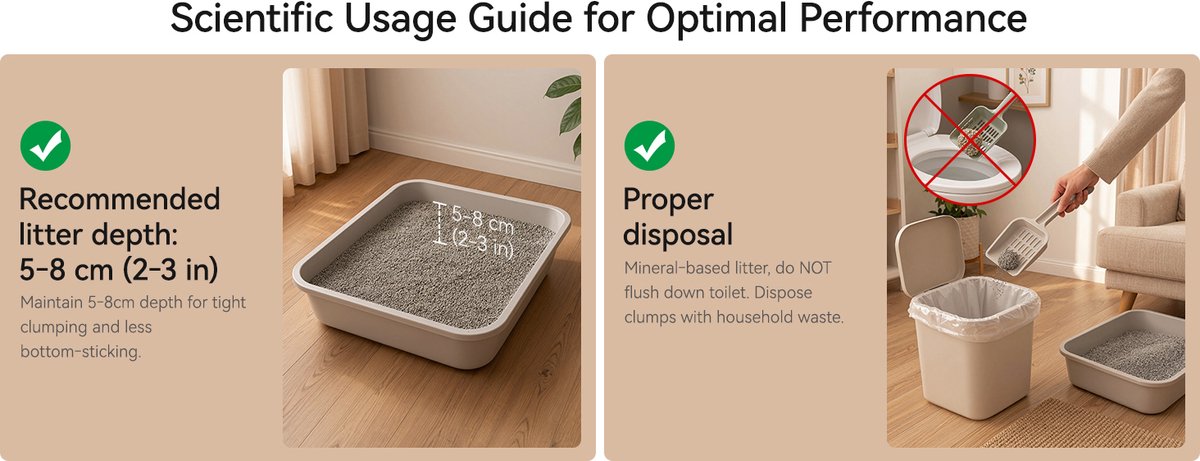 Miniatuur van productfoto 9 van Loncurpet - Kattenbakvulling - Met Kattenbakmat - Natuurlijk Ruw Erts Gemengd Kattengrind - 2 x 6,8kg - Sterke Klontvorming - Stofarme Formule - Geurneutraal - Geen vastplakresten