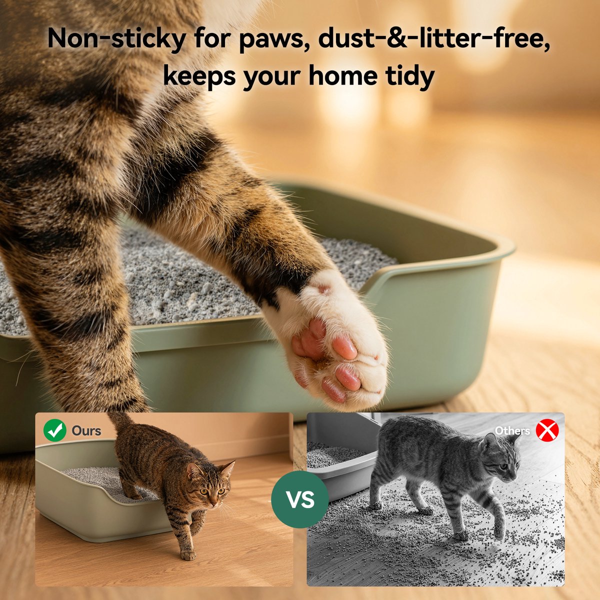 Miniatuur van productfoto 3 van Loncurpet Kattenbakmat Met Kattenbakvulling - Natuurlijk Ruw Erts - 60x40cm - Grijs Kattenmat - Uitloopmat Grit opvanger - Honingraatstructuur - Waterdicht - Eco‑friendly - Opvang ruimte