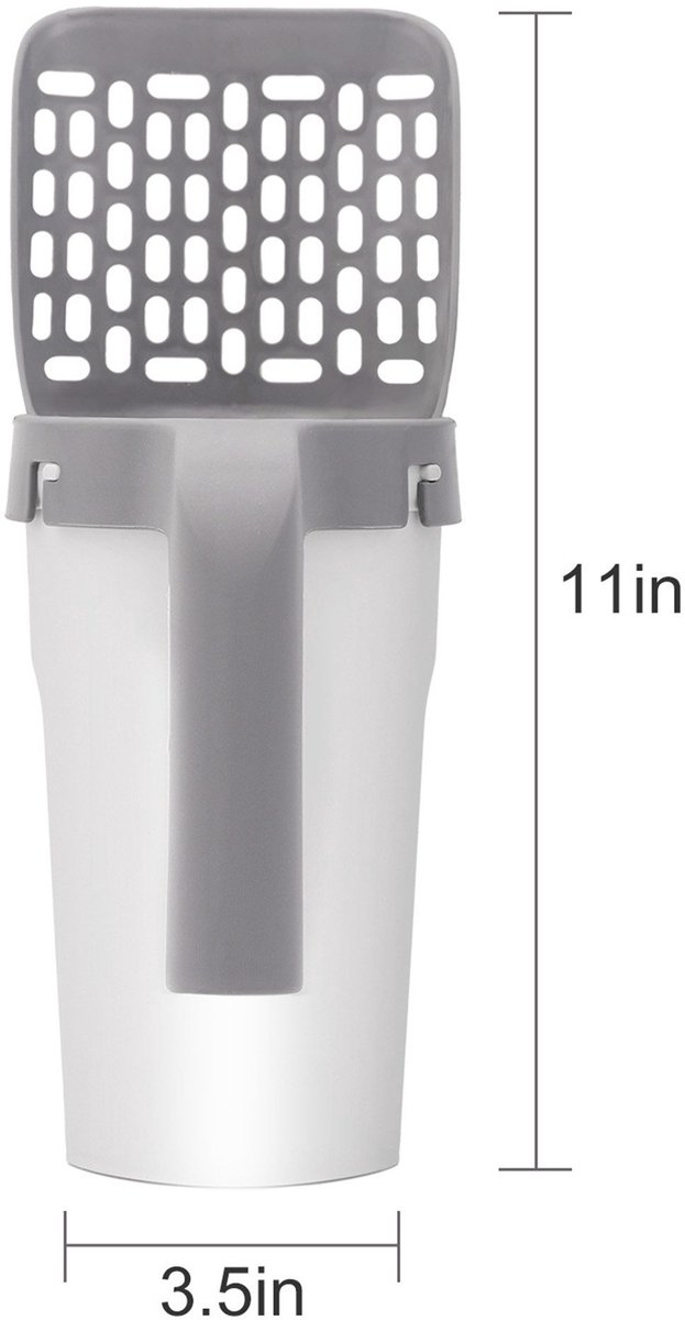 Miniatuur van productfoto 4 van 2-in-1 Kattenbak Schep met Opvangbak - Anti-Lek Kattenstront Schepje - Fijnmazig Zeef voor Klonterende Korrels - Geschikt voor Alle Kattenbakvulling