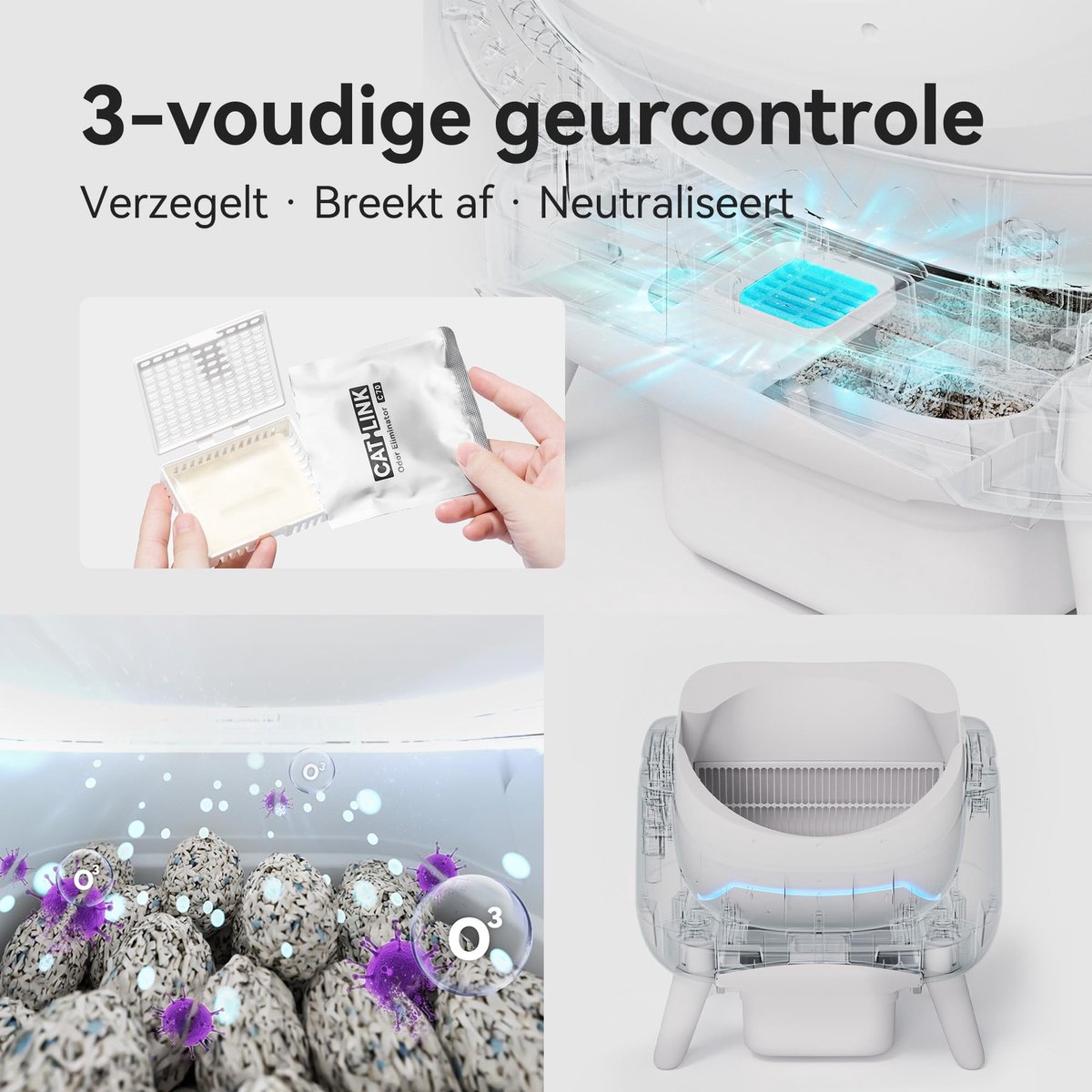 Miniatuur van productfoto 5 van SnelShoppen - CATLINK Zelfreinigende Kattentoilet XL met Open Bovenzijde, 5 GHz Wi-Fi, 12L Capaciteit, Geschikt voor Alle Kattenbakvulling - Ideaal vo