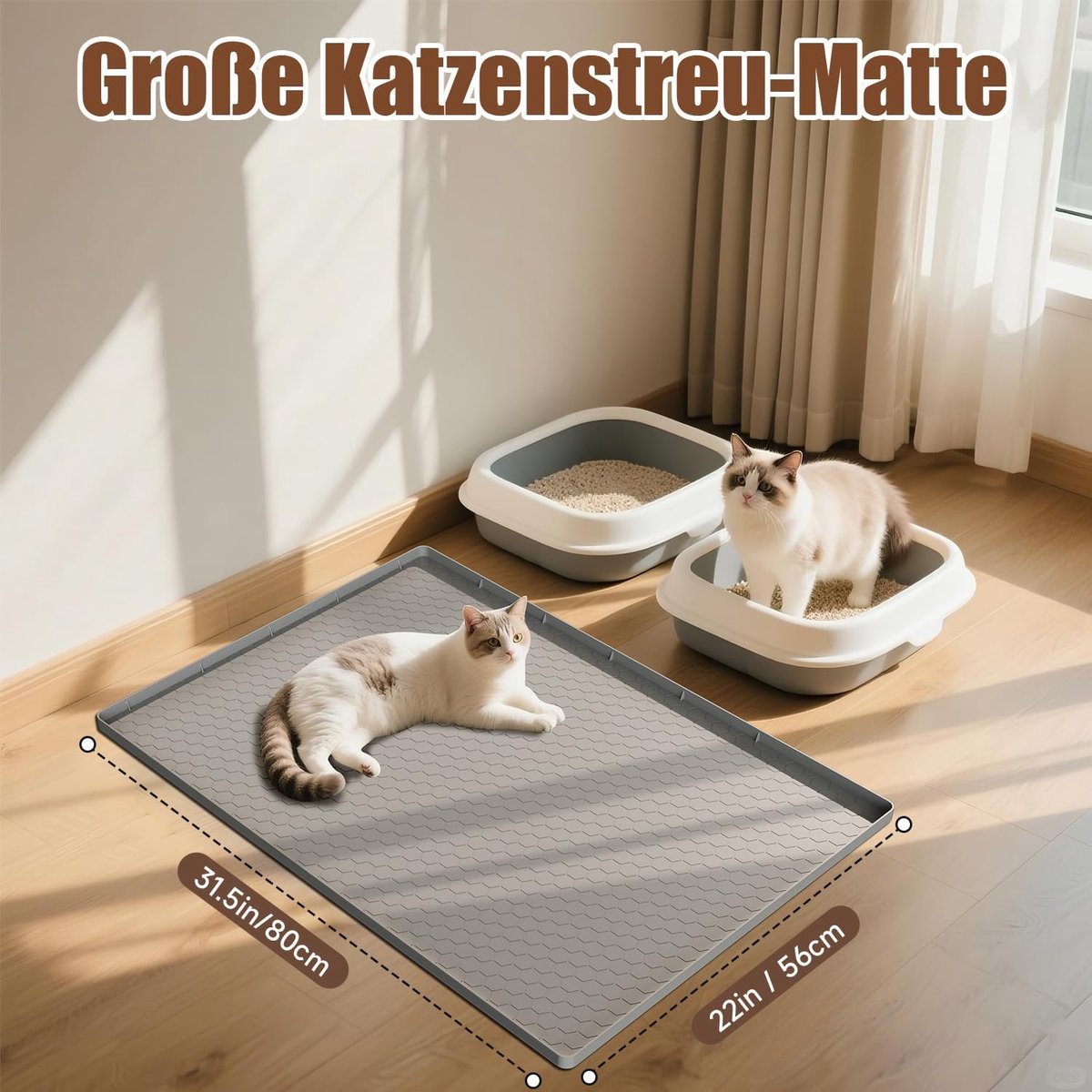 Miniatuur van productfoto 3 van Dailygoods- Kattenbakmat 80 x 56 cm - Voedselveilige Siliconen - Waterdicht - Urinebestendig - Antislipmat - Eenvoudig Schoon Te Maken - Kattenmat