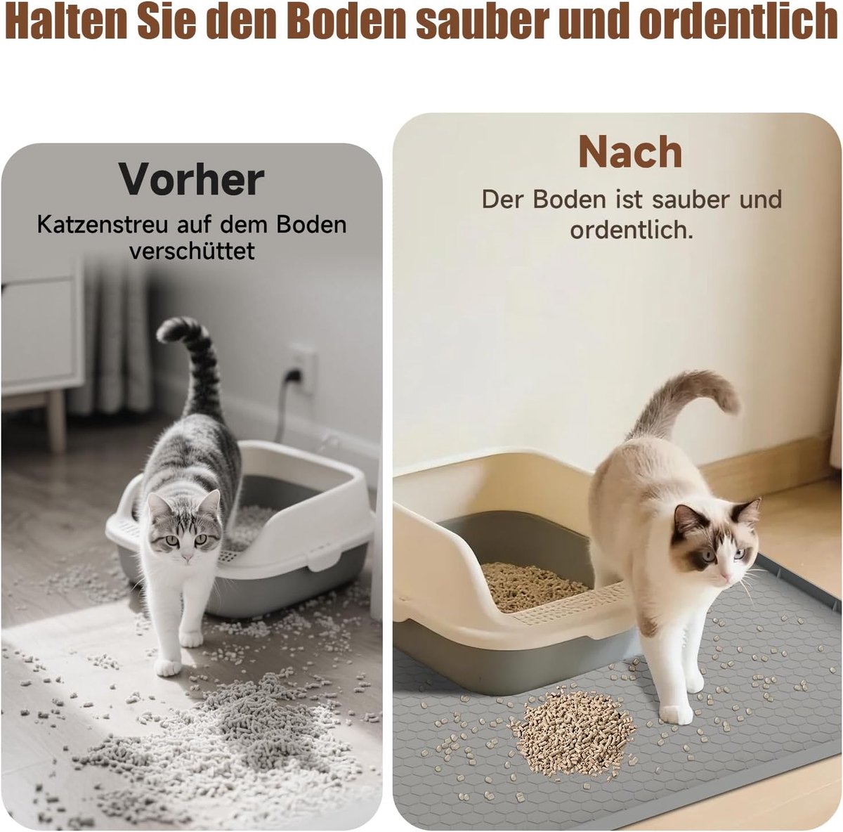 Miniatuur van productfoto 4 van Dailygoods- Kattenbakmat 80 x 56 cm - Voedselveilige Siliconen - Waterdicht - Urinebestendig - Antislipmat - Eenvoudig Schoon Te Maken - Kattenmat