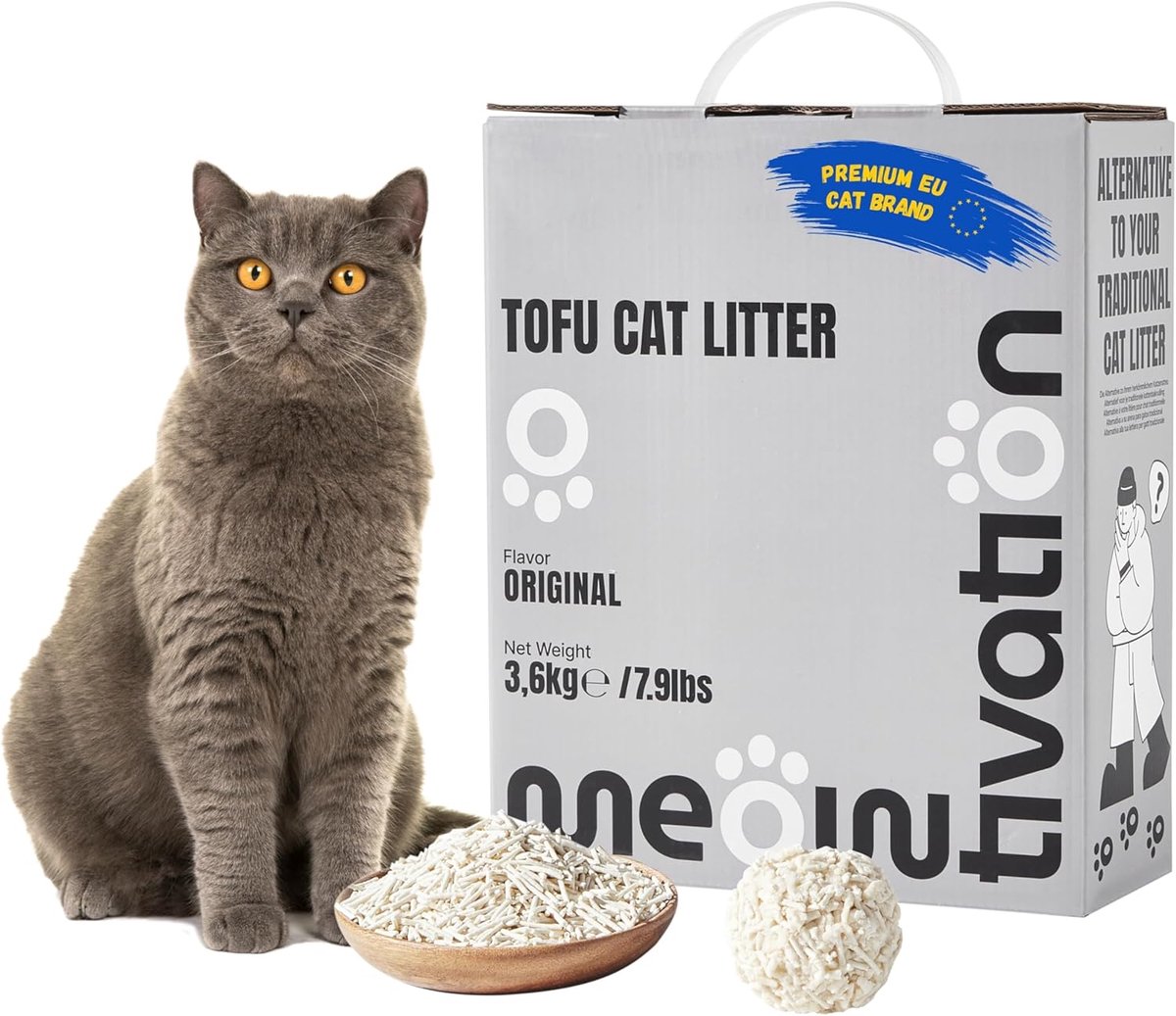 Miniatuur van productfoto 6 van SnelShoppen - Tofu Kattenbakvulling 7.2kg - Klontvormend Plantaardig Vulling met Erwtvezels, 99% Stofvrij, Optimale Geurcontrole, Doorspoelbaar, Ongep