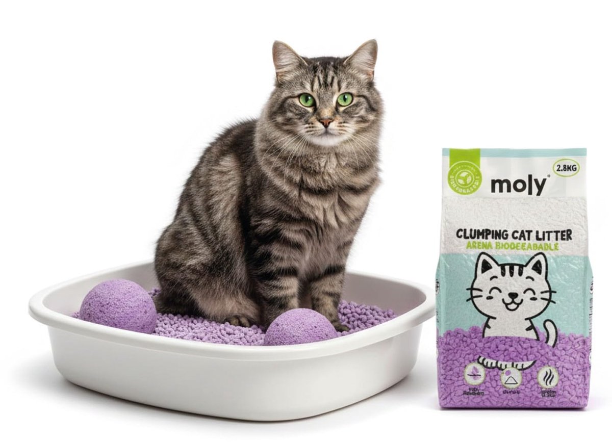 Miniatuur van productfoto 6 van SnelShoppen - Ecologische kattenbakvulling maïs bamboe lavendelgeur 2,8 kg/6,8 l Tofu type biologisch afbreekbaar absorberend natuurlijk geurcontrole