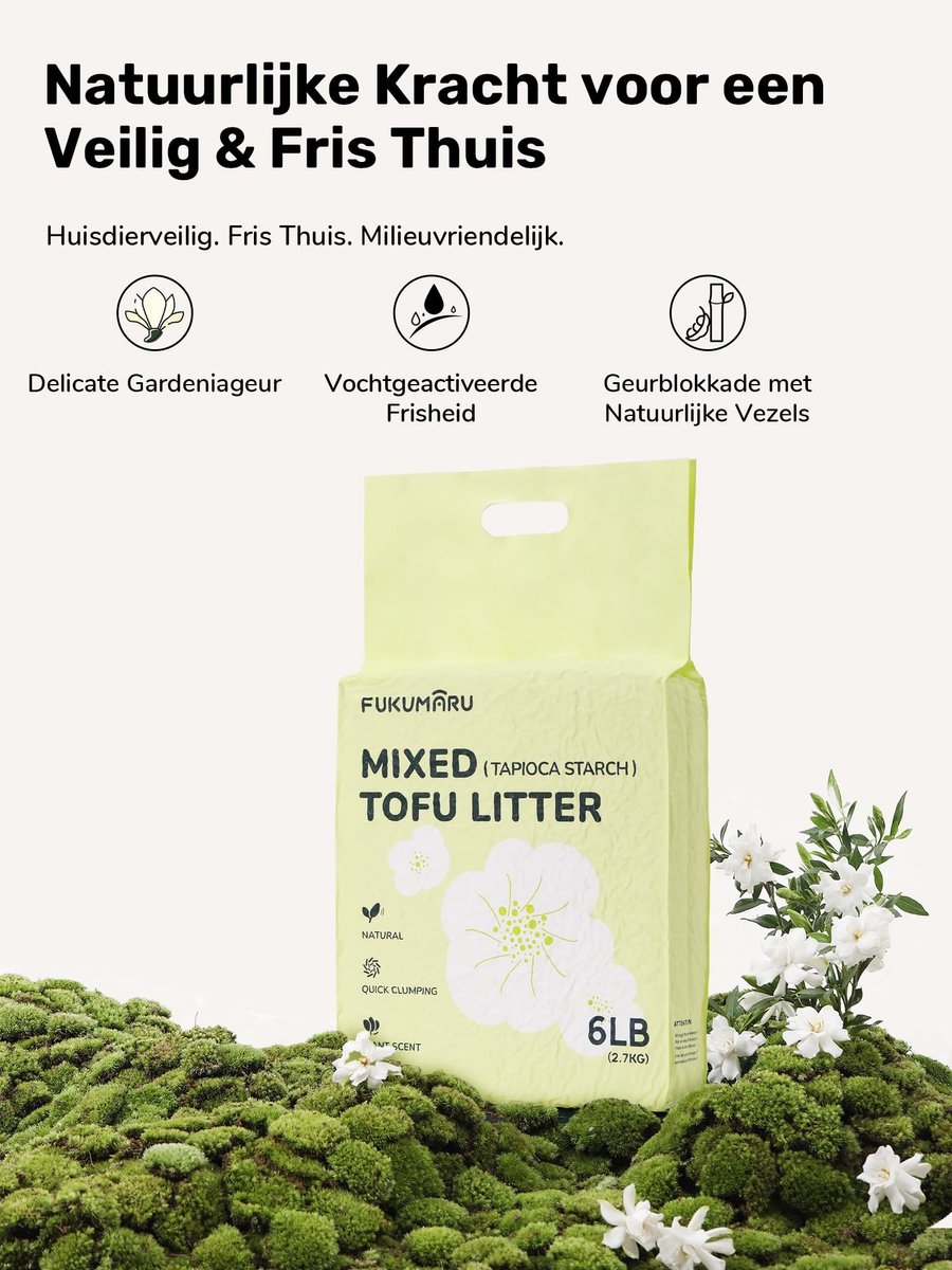 Miniatuur van productfoto 4 van Solidchoice - Tofu Kattenbakvulling met Geurcontrole, 10.8 kg