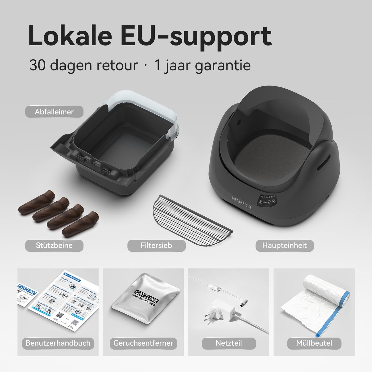 Miniatuur van productfoto 5 van SnelShoppen - CATLINK Zelfreinigende Kattentoilet XL met Open Bovenzijde, 5 GHz Wi-Fi, 12L Capaciteit, Geschikt voor Alle Katten, Ideaal voor Huishoud