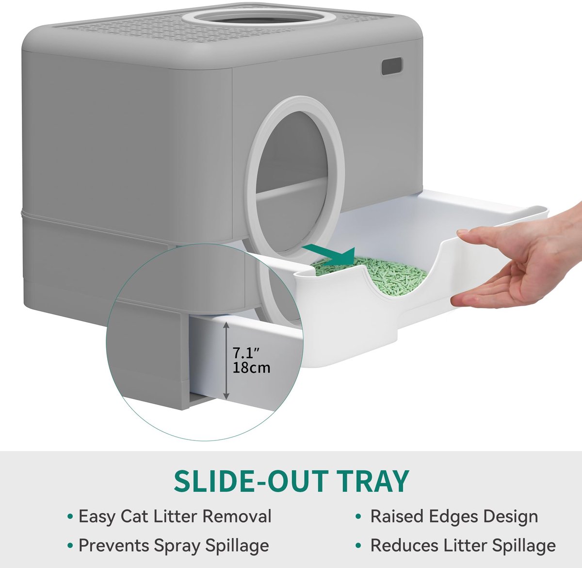 Miniatuur van productfoto 3 van SnelShoppen - Grote Kattenbak met Deksel - Kattentoilet met Hop In Lade - Grijs - Ideaal voor Binnengebruik - Ruim en Gemakkelijk Schoon te Maken