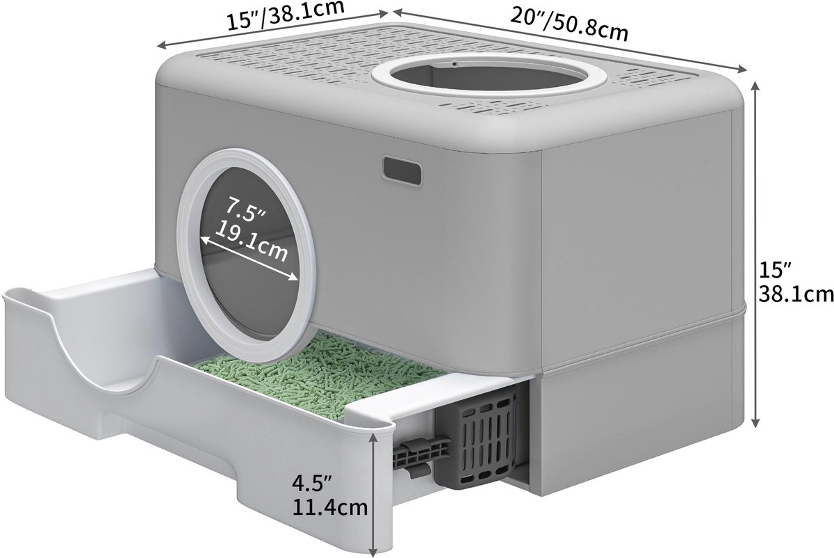 Miniatuur van productfoto 4 van SnelShoppen - Grote Kattenbak met Deksel - Kattentoilet met Hop In Lade - Grijs - Ideaal voor Binnengebruik - Ruim en Gemakkelijk Schoon te Maken