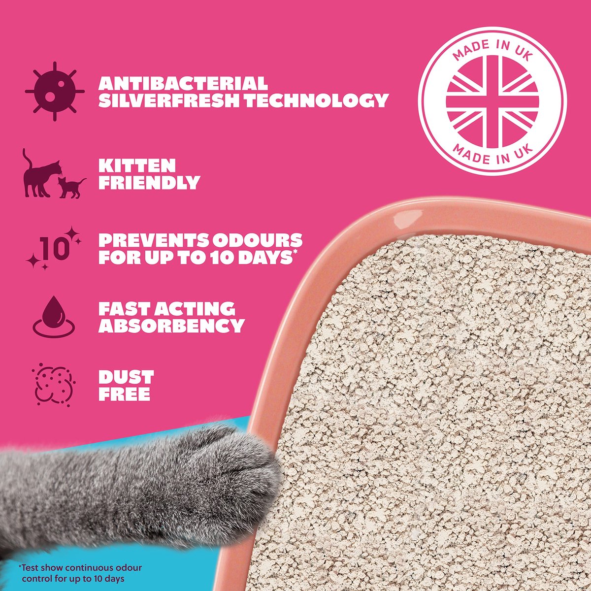 SnelShoppen - Felight Niet-klonterend Kattenbakvulling 20L - Antibacteriële Silverfresh Technologie, Voorkomt Geuren tot 10 Dagen, Duurzaam en Milieuv