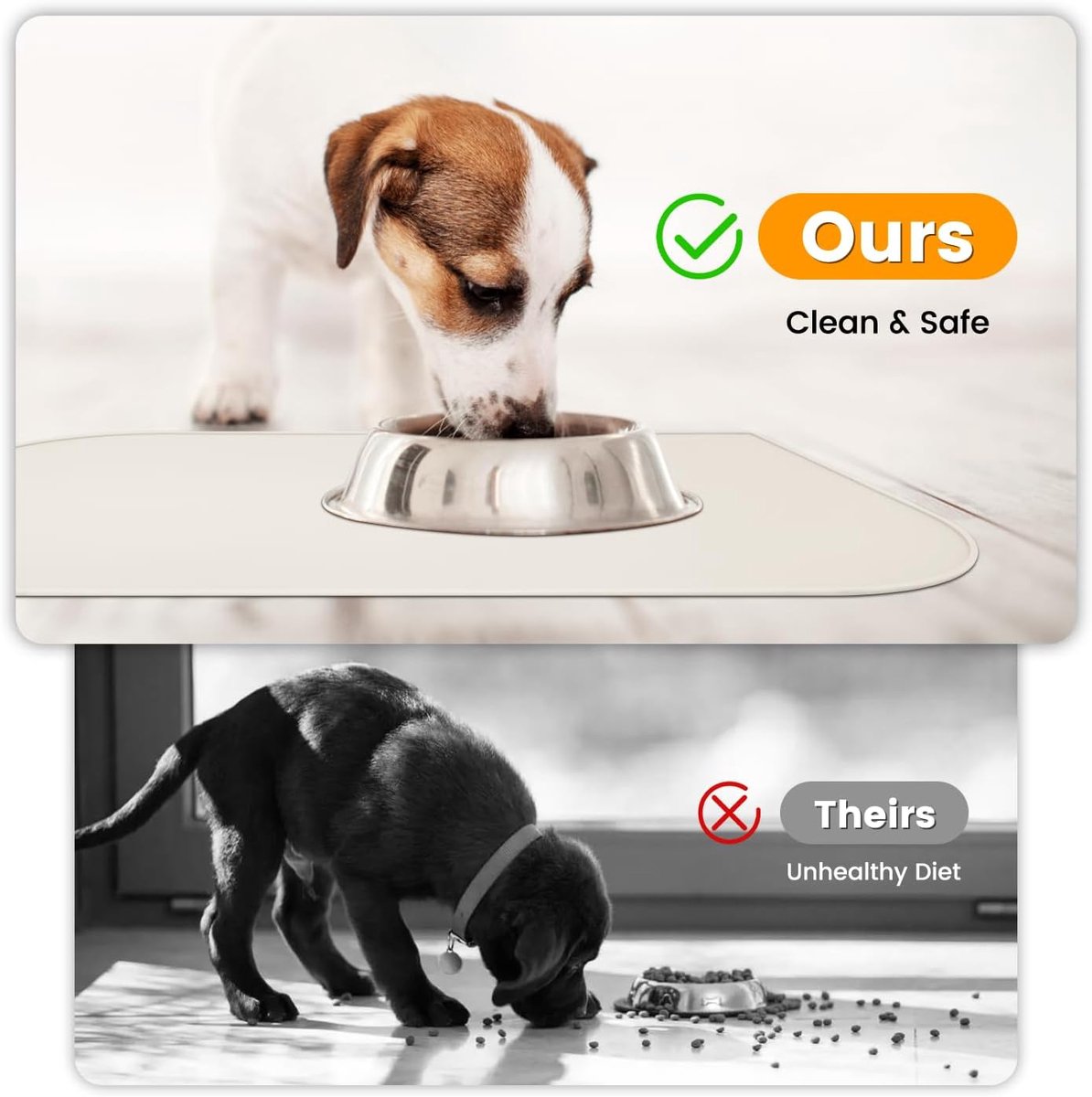 Miniatuur van productfoto 5 van SnelShoppen - Dog Mats voor Honden, Waterdichte Pet Bowl Mat, Kattenbak Mat met Verhoogde Randen, Siliconen Mat voor Huisdieren BPA Vrij (Beige, 48 x
