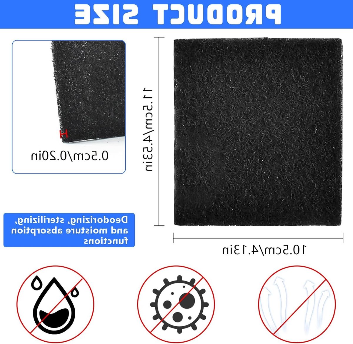 Miniatuur van productfoto 4 van Pack van 24 vervangfilters voor kattenbakken, 11.5 x 10.5 x 0.5 cm, actieve koolstof, sterk absorberend, ideaal voor kattenbakken en kattenbakvulling