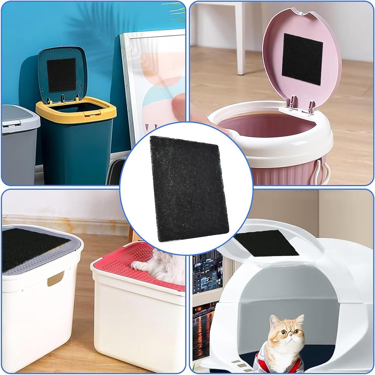 Miniatuur van productfoto 6 van Pack van 24 vervangfilters voor kattenbakken, 11.5 x 10.5 x 0.5 cm, actieve koolstof, sterk absorberend, ideaal voor kattenbakken en kattenbakvulling