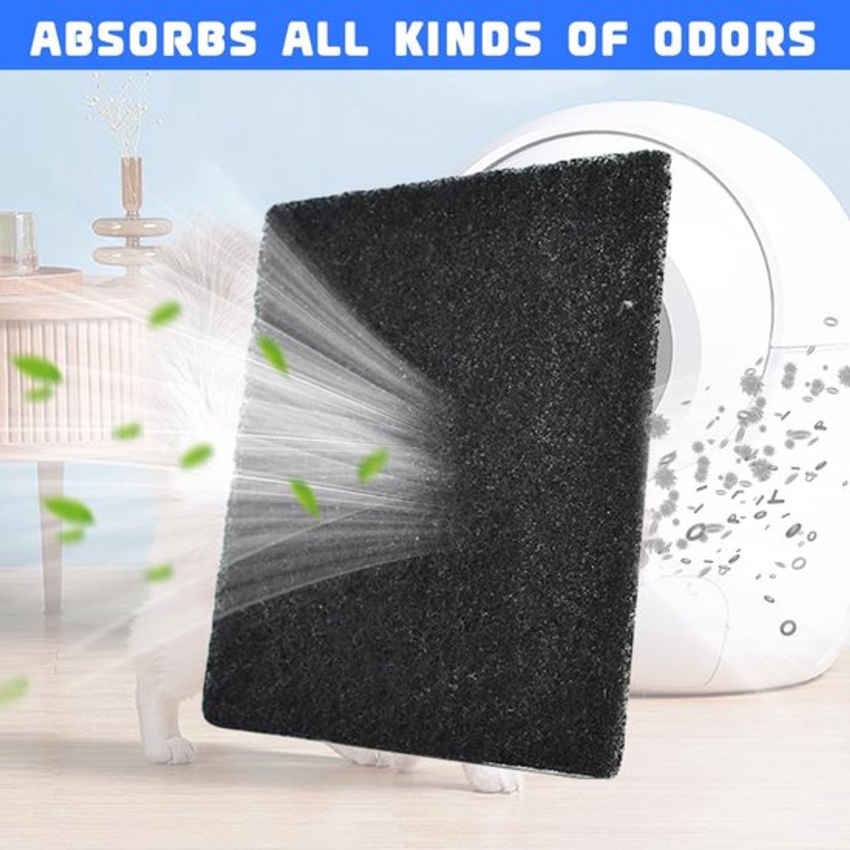 Miniatuur van productfoto 7 van Pack van 24 vervangfilters voor kattenbakken, 11.5 x 10.5 x 0.5 cm, actieve koolstof, sterk absorberend, ideaal voor kattenbakken en kattenbakvulling