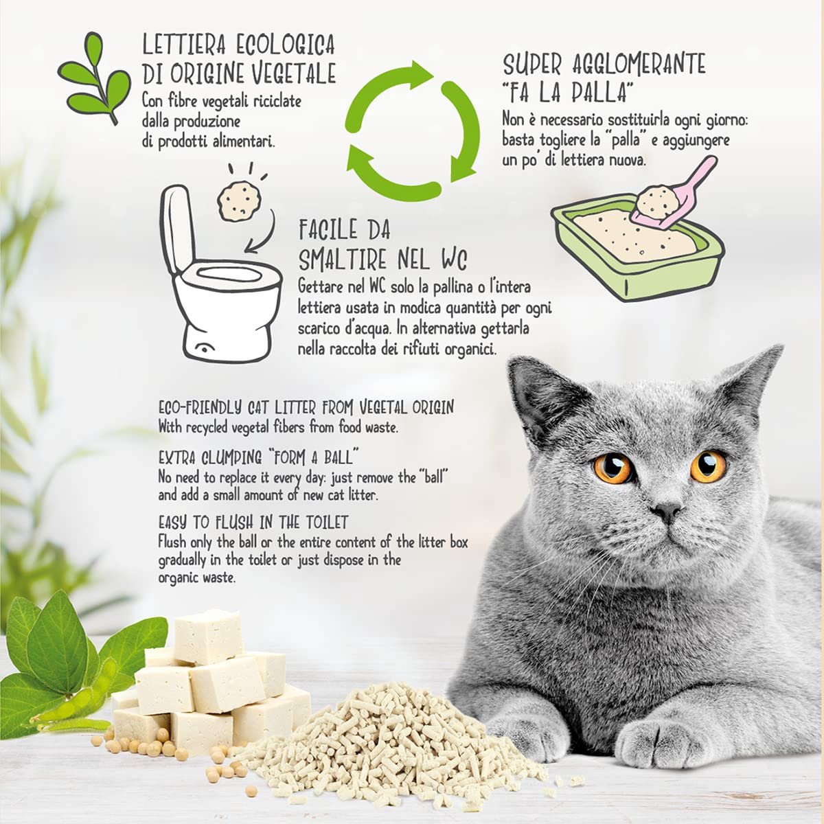 Miniatuur van productfoto 3 van SnelShoppen - Tofu Kattenbakvulling 5,5L - Plantaardig, Klonterend, Geurremmend, Voor Tot 30 Dagen Gebruik, Milieuvriendelijk, Biologisch Afbreekbaar,