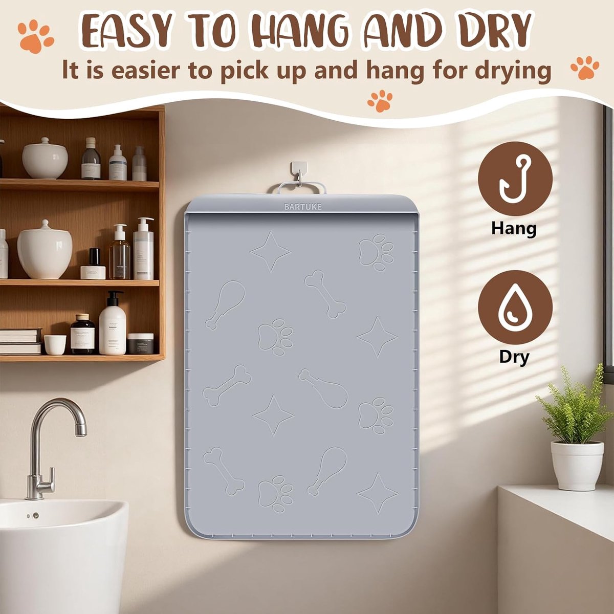 Miniatuur van productfoto 3 van Kat kattenbak mat 106 x 71 cm - silicone waterdicht - antislip met rand en handvat - voorkomt rommel - ShopVlot