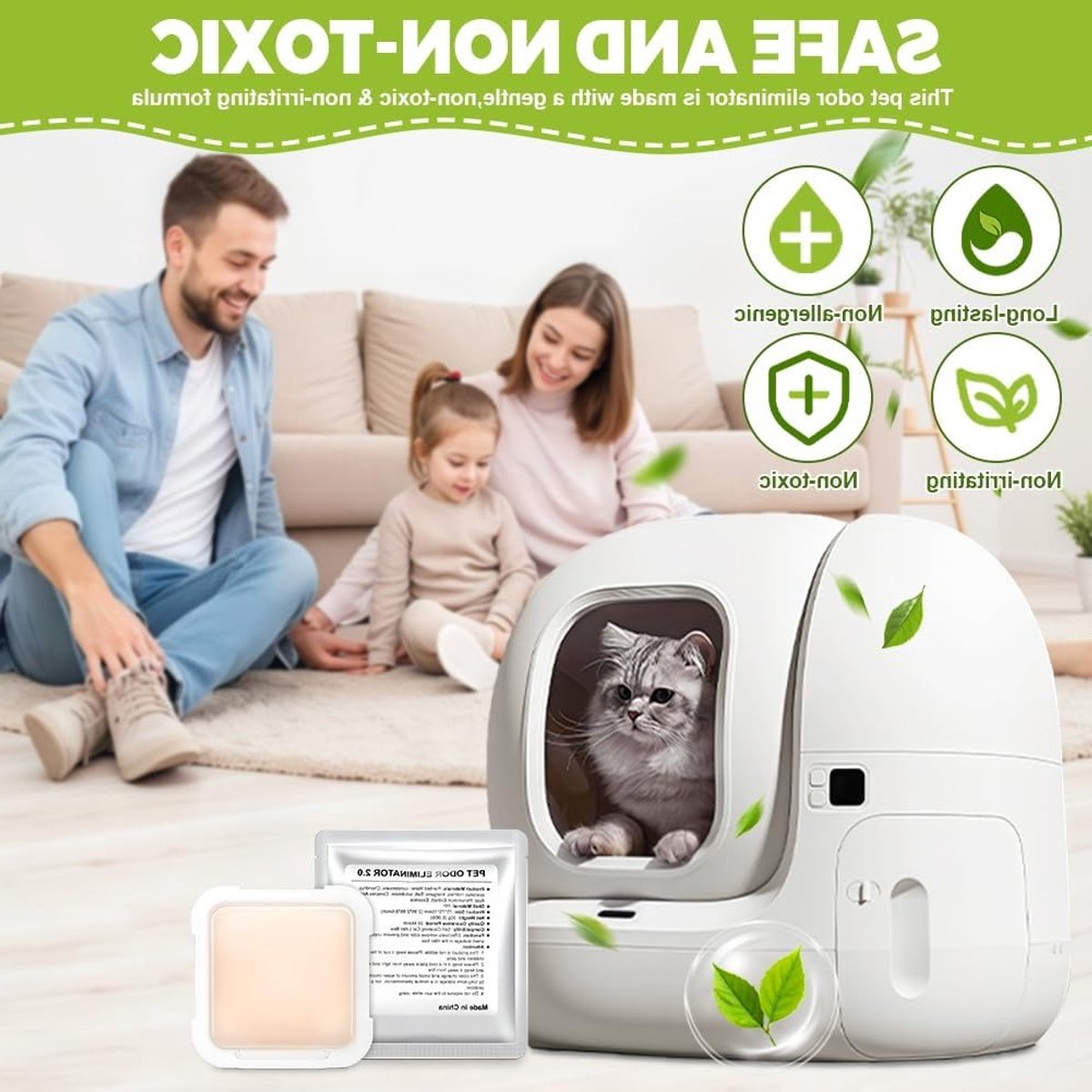 Productfoto 1 van Geurvernietiger voor zelfreinigende kattenbakken, 3 stuks, geurcontrole, verwijdert hardnekkige geuren, effectief en duurzaam