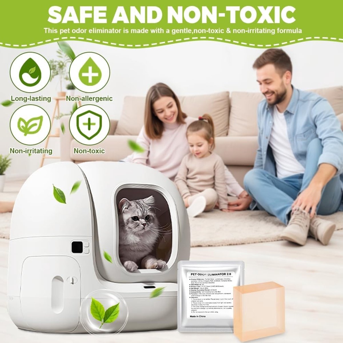 Productfoto 1 van Effectieve Geurverwijderaar voor Kattenbak, 6 Stuks Deodorizer Gel voor Urine en Afval, Ideaal voor Zelfreinigende Kattenbakken