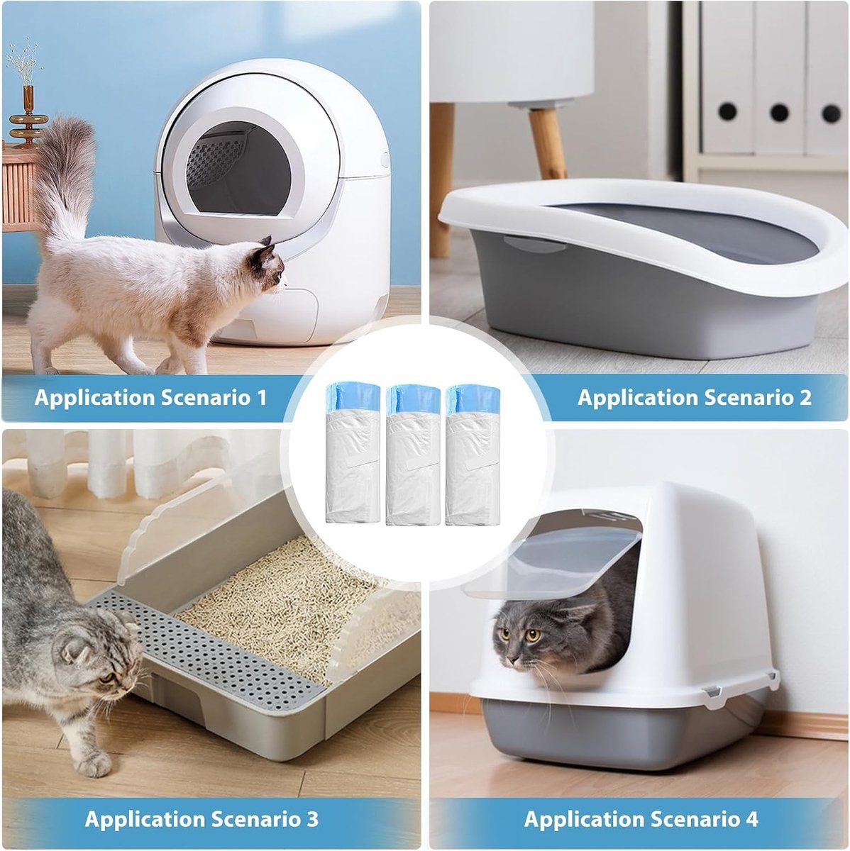 Miniatuur van productfoto 10 van Draagbare Afvalzakken voor Kattenbak: 6 Rollen Duurzame Kattenbakzakken, Vervangende Litterzakken, 90 Stuks voor Eenvoudige Reiniging en Onderhoud