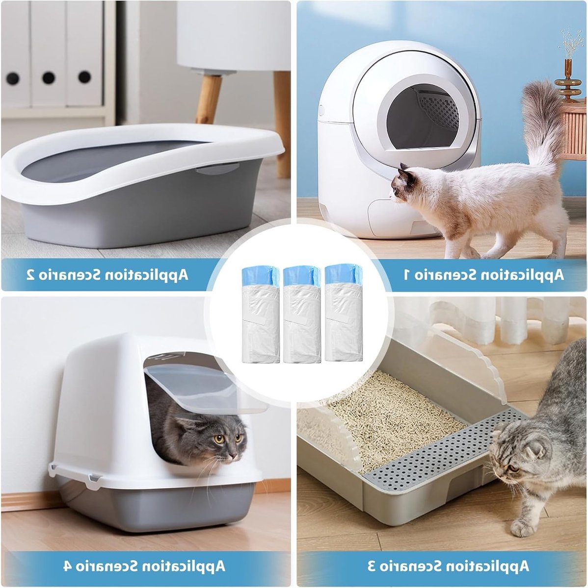 Miniatuur van productfoto 7 van Draagbare Afvalzakken voor Kattenbak: 6 Rollen Duurzame Kattenbakzakken, Vervangende Litterzakken, 90 Stuks voor Eenvoudige Reiniging en Onderhoud