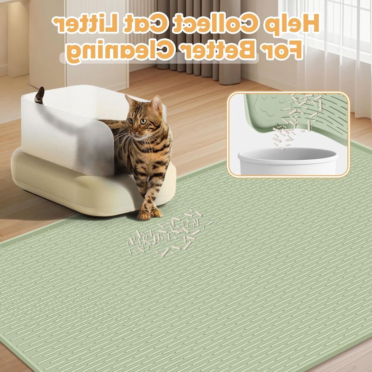 Miniatuur van productfoto 2 van Kattenbakmat - Opvangmat - Kattenbak Schoonhouden - Extra Groot - 1610 Gram - Groen