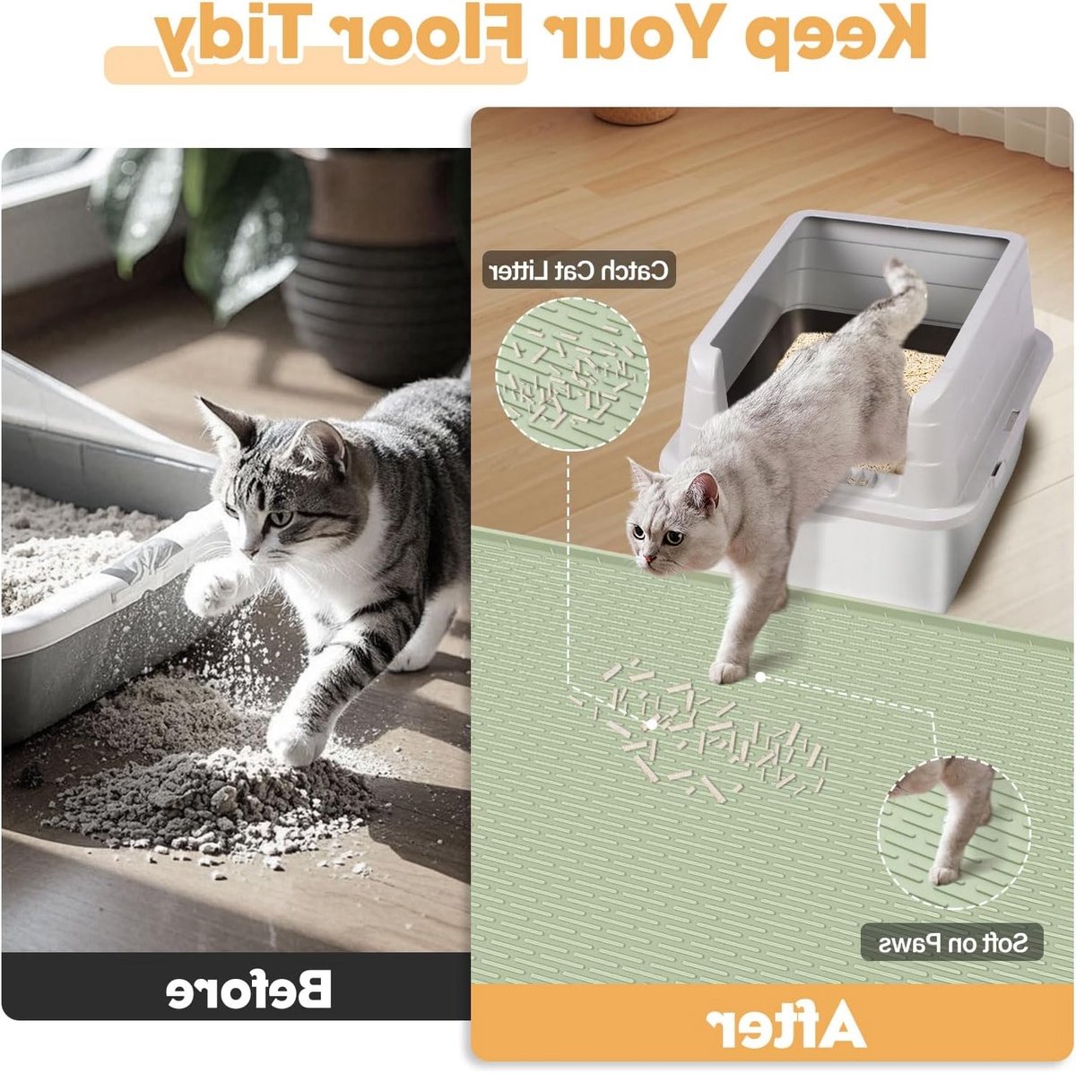 Miniatuur van productfoto 5 van Kattenbakmat - Opvangmat - Kattenbak Schoonhouden - Extra Groot - 1610 Gram - Groen