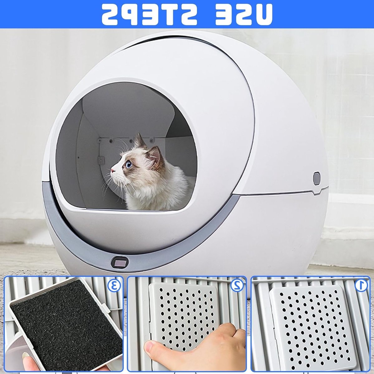 Miniatuur van productfoto 3 van Pack van 24 vervangfilters voor kattenbak, 11.5 x 10.5 x 0.5 cm, actieve koolstof, sterk absorberend, ideaal voor kattenbakken en kattenbak trays