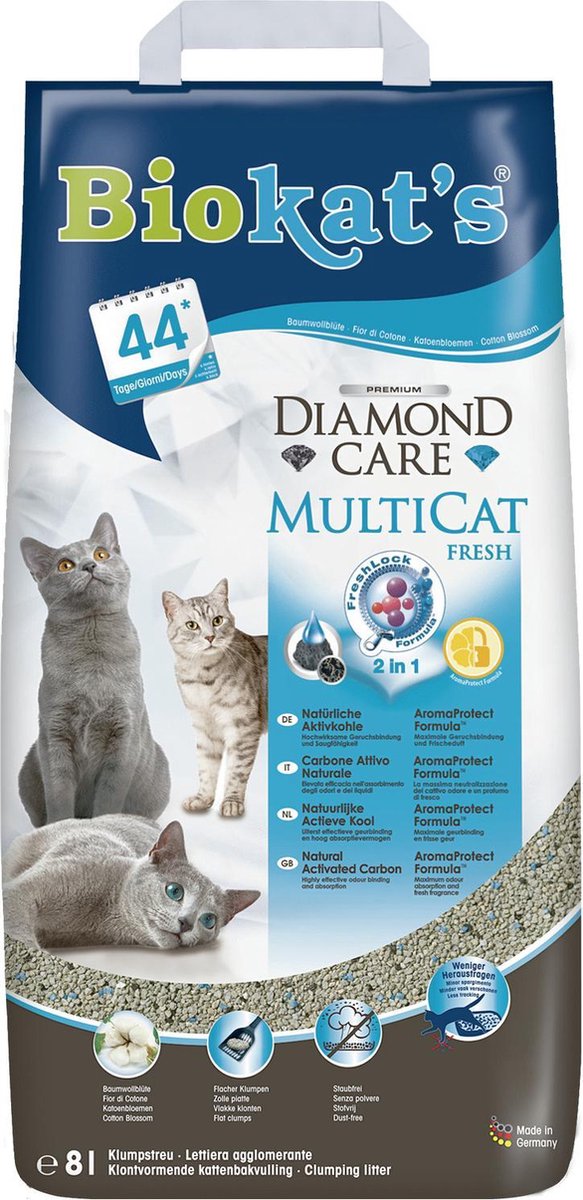 Miniatuur van productfoto 8 van Biokat's Diamond Care Multicat - Kattenbakvulling - 8 l