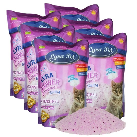 Productfoto 1 van 6 x 5 liter Lyra Pet® Lyra Power® Silica klonterende kattenbakvulling