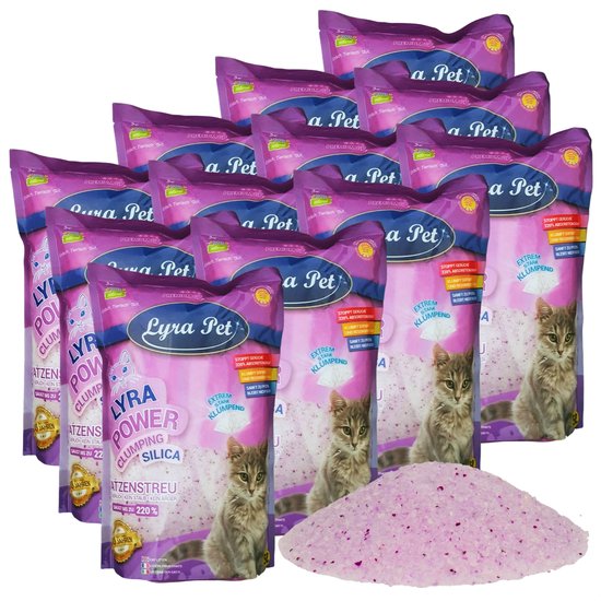 Productfoto 1 van 12 x 5 liter Lyra Pet® Lyra Power® Silica klonterende kattenbakvulling