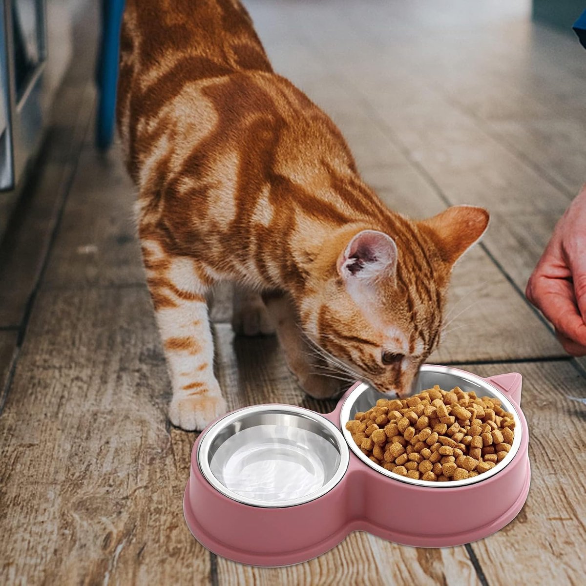 Productfoto 1 van Kattenbakset van roestvrij staal - Antislip bakken en voederstation voor katten en puppy's
