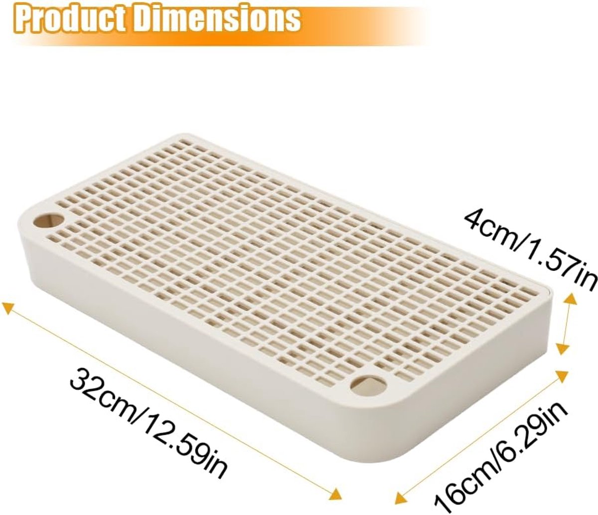 Productfoto 1 van Kattenbakopstapje met filter - antisliphelling - kattenbakmat - geschikt voor kleine en oudere katten - met antislipkussentjes - waterdicht ABS-materiaal - gemakkelijk schoon te maken - wit - 32 cm * 12 cm * 4 cm