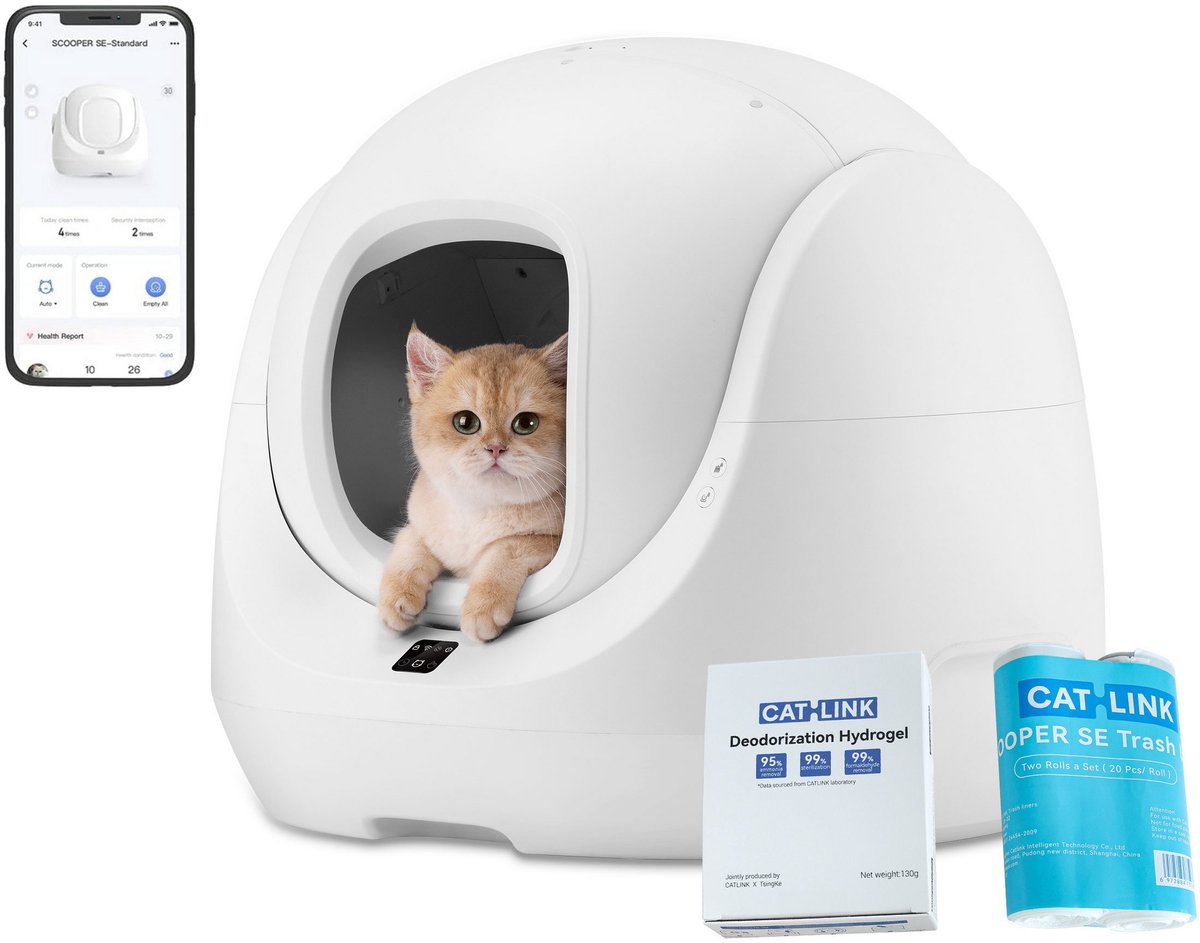 CATLINK Baymax Slimme Automatische Kattenbak – Zelfreinigend, App-Bediening, Geurcontrole, 4 Reinigingsmodi, Grote 65L Capaciteit, 7 Sensoren voor Veiligheid, Multi-Cat Herkenning, Voor Katten van 1.5–10 kg