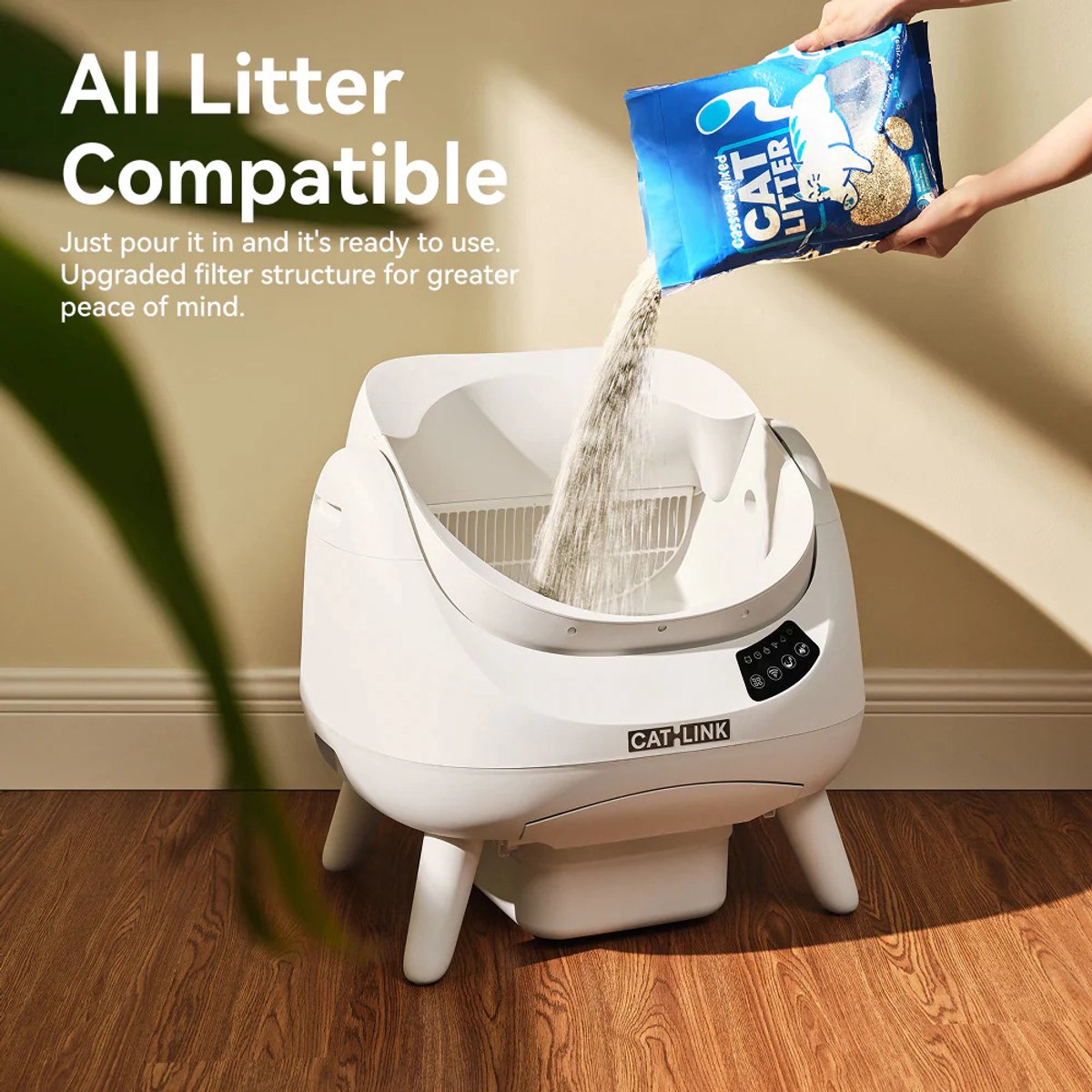 CATLINK C08 Zelfreinigende XXL Kattenbak – Open, Slim, APP & Geurcontrole