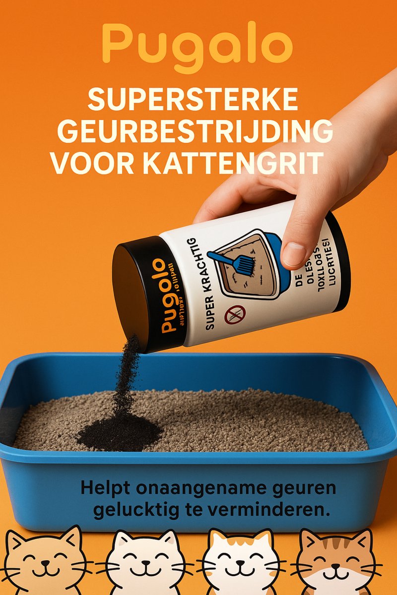 Productfoto 1 van Kattenbak Geurverdrijver - Kattenbak Verfrisser - Geurverdrijver Kattenbak - Pugola Actieve Kool Geurverwijderaar