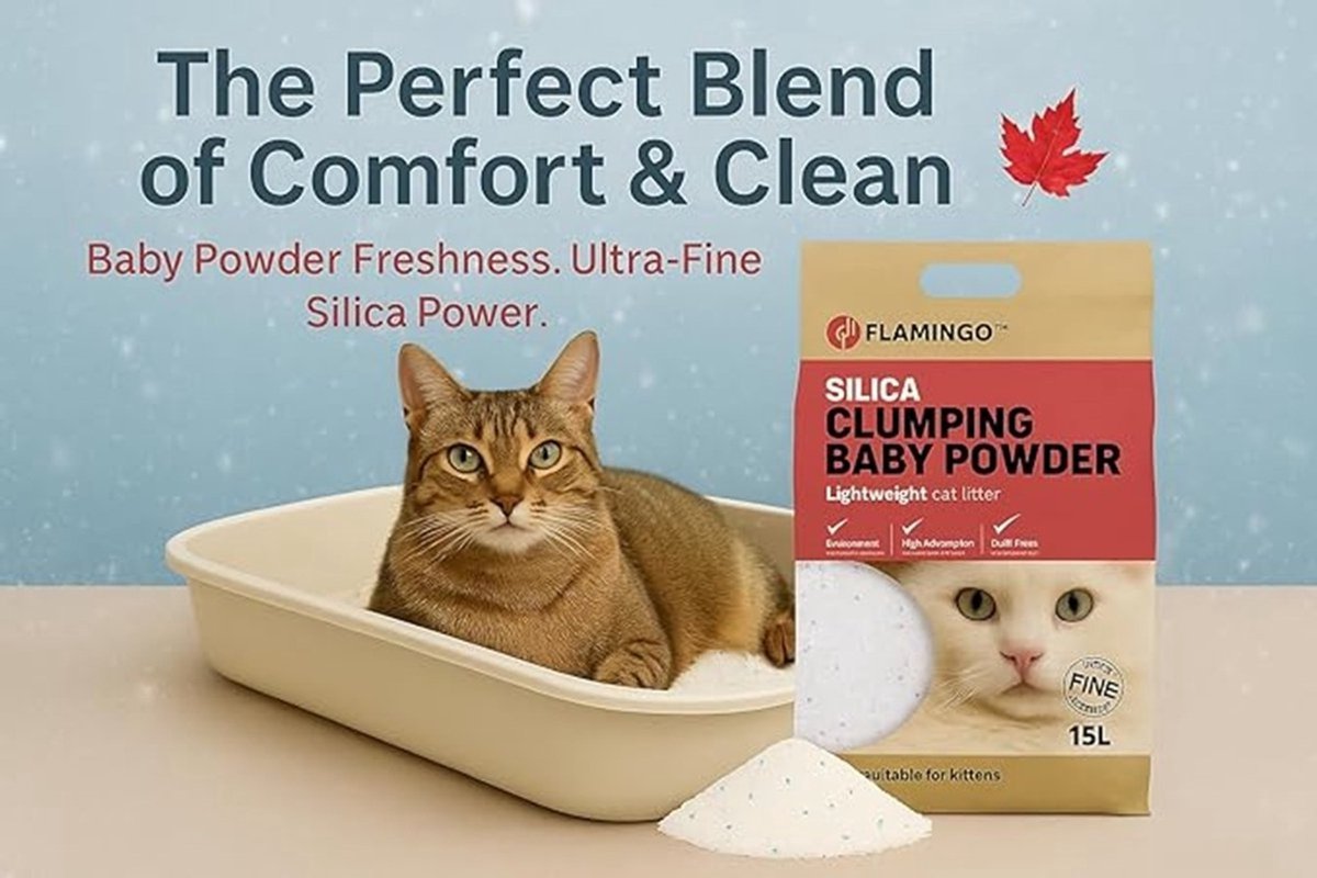 Productfoto 1 van Flamingo Silica Kattenbakvulling - Babypoeder - Fijne Klonterende Korrel - 2 x 15 liter