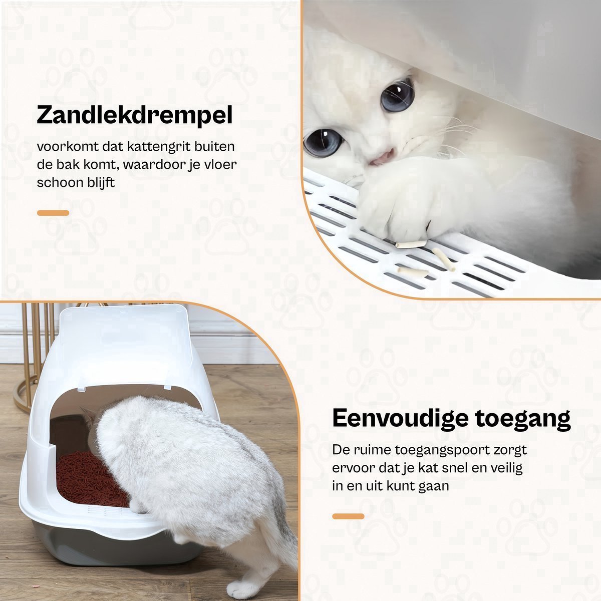 Miniatuur van productfoto 2 van MaxiClean Kattenbak - Wit - 50 x 35 x 34 cm - Voor Grote Katten en Meerdere Katten