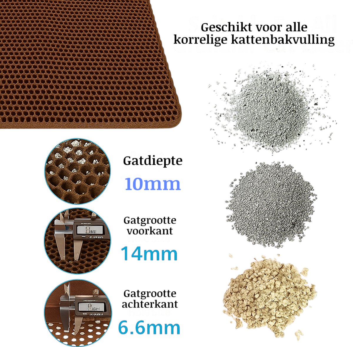 Productfoto 1 van BELIORA XXL Kattenbakmat - 60x90 cm - Kattenbakmat Grit Op-vanger - Dubbel laags - Urine En Waterdicht EVA-Materiaal - Beschermt Vloer En Tapijt – Kattenverzorging – Kattenbak Accessoires - Kat Benodigdheden - Gemakkelijk Te Reinigen - Bruin