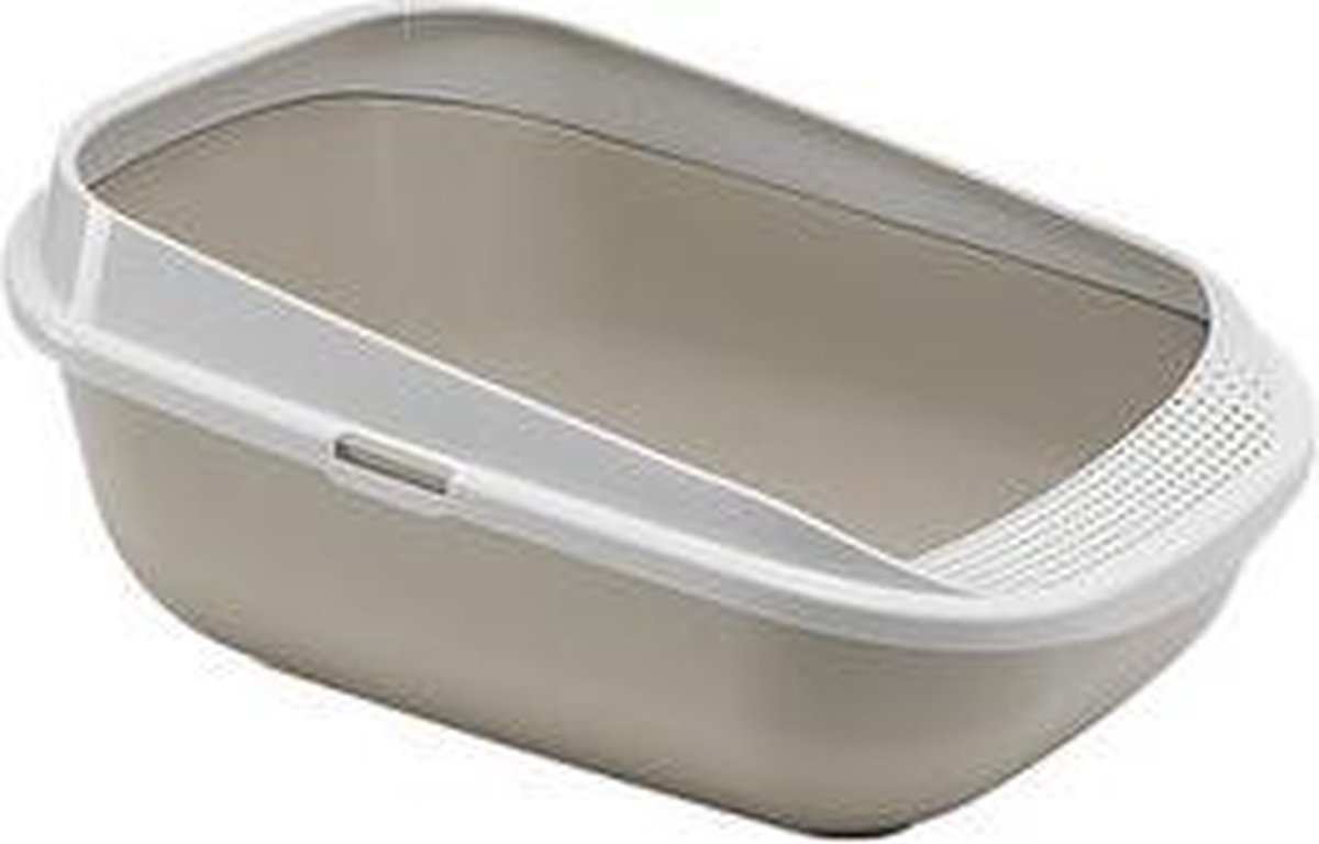 Miniatuur van productfoto 2 van Moderna Open Kattenbak Comfy Step - Kattentoilet - 57.6x42.6x25.5 cm Grijs Wit