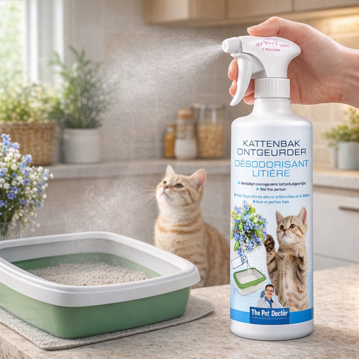 Productfoto 1 van The Pet Doctor - Kattenbak Ontgeurder - Verwijdert onaangename kattenbakgeurtjes - 500 ml
