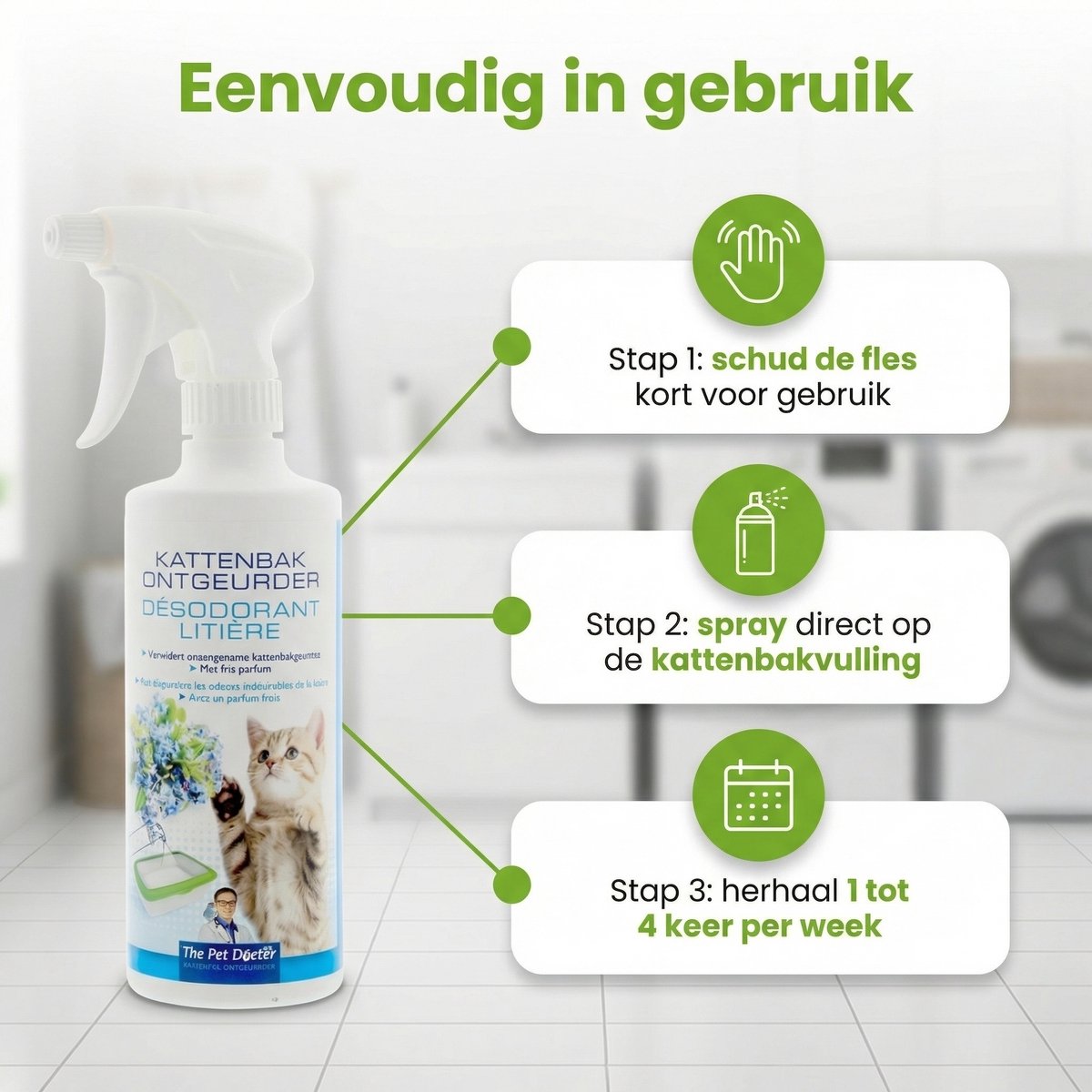Miniatuur van productfoto 2 van The Pet Doctor – Kattenbak Ontgeurder – Geurverwijderend – 500 ml - 1 stuk